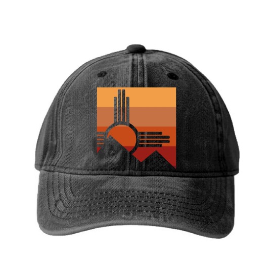 Zia Sun New Mexico Zia Mountains Washed Denim Baseball Caps