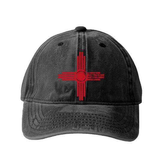 Zia Sun New Mexico Zia Mountains Washed Denim Baseball Caps
