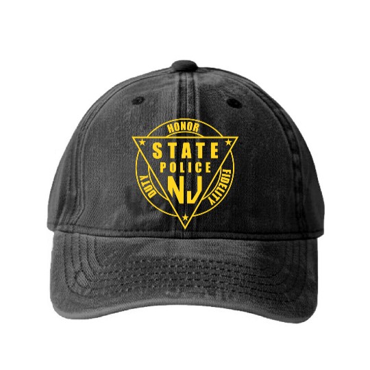 jersey state police Washed Denim Baseball Caps
