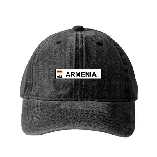 Realistic Armenia License Plate Sticker Washed Denim Baseball Caps