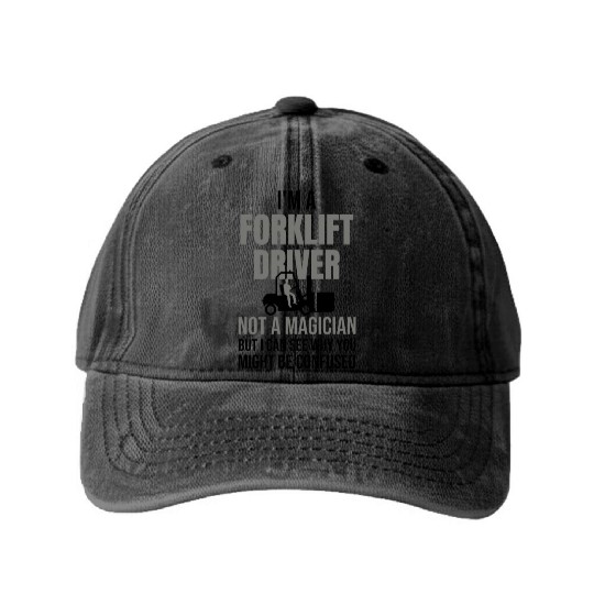 Forklift Driver Gift | Forklift Operator Warehouse Washed Denim Baseball Caps