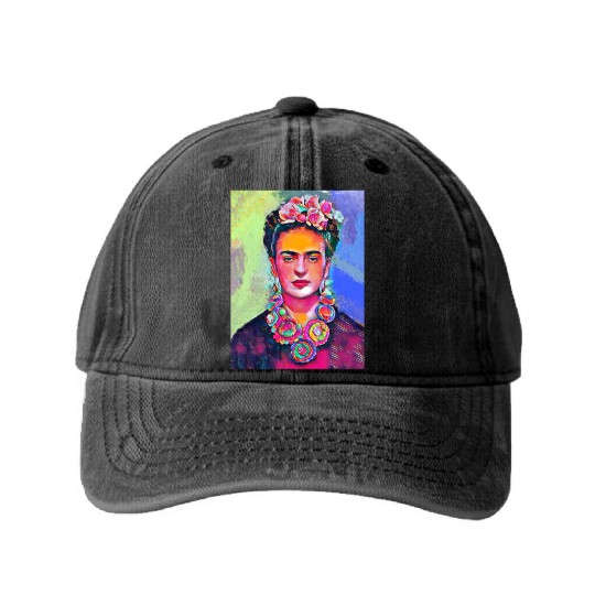 Frida Kahlo Washed Denim Baseball Caps