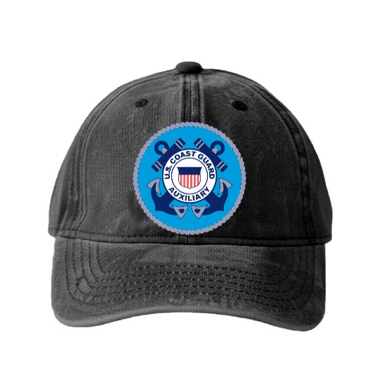 Us Coast Guard Auxiliary Homeland Security Patch Washed Denim Baseball Caps