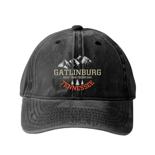 Gatlinburg Tennessee Great Smoky Mountains Washed Denim Baseball Caps