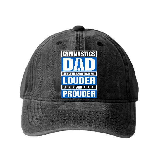 Mens Gymnastics Dad Louder And Prouder Sport Daddy Washed Denim Baseball Caps