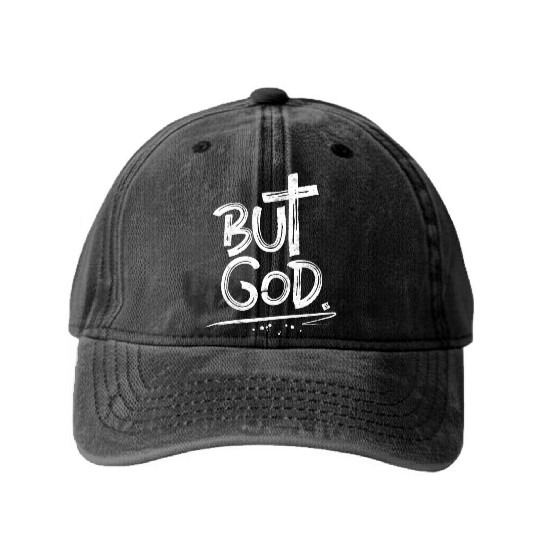 But God Cross Christian Washed Denim Baseball Caps