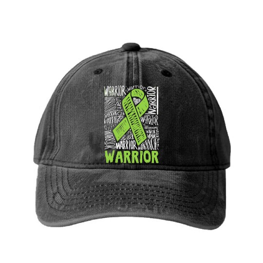 Non-Hodgkins Lymphoma Warrior Lime Green Awareness Washed Denim Baseball Caps