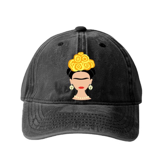 Viva Frida Kahlo Art Print Washed Denim Baseball Caps