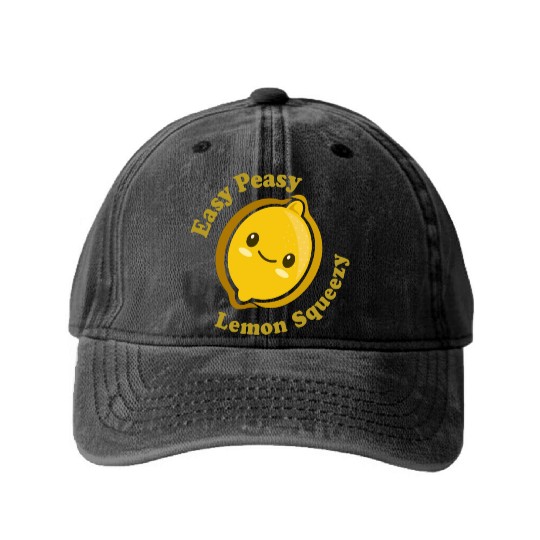 Easy Peasy Lemon Squeezy Washed Denim Baseball Caps