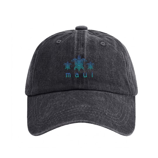 Maui Turtle Hawaii Maui Honolulu Aloha Hula Gift Washed Denim Baseball Caps
