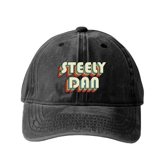 Steely Dan | Unique Retro Faded-Style Typography Washed Denim Baseball Caps