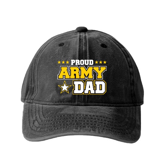 Proud Army Dad US Military Dad Family Washed Denim Baseball Caps