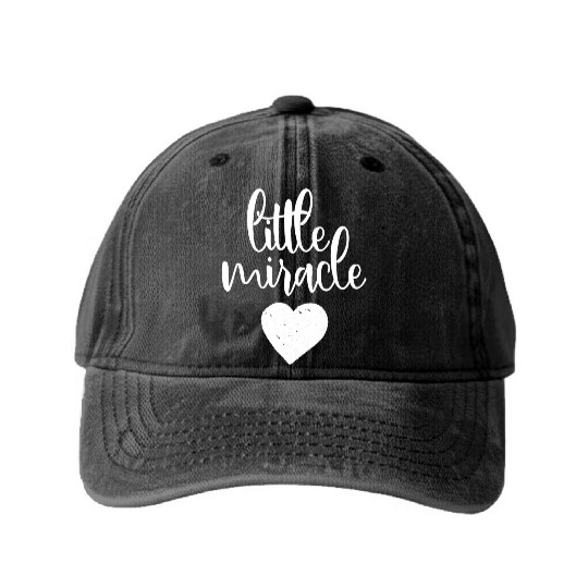 Little Miracle Newborn Announcement Baby Pregnancy Washed Denim Baseball Caps