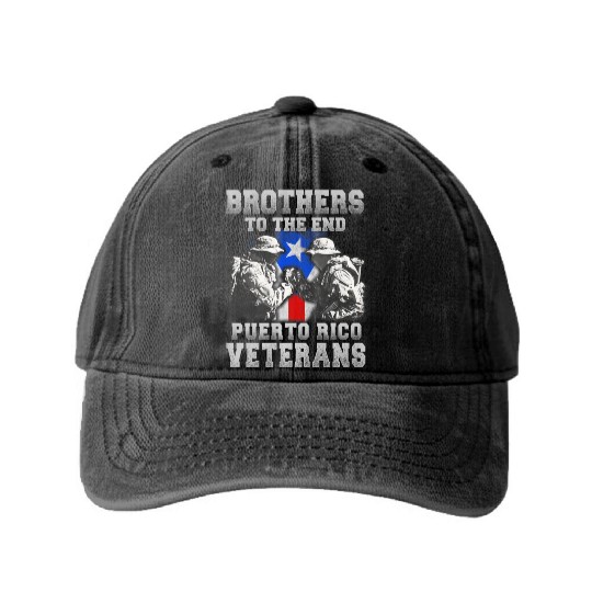 Veteran Gift-Great Brothers To The End Puerto Rico Washed Denim Baseball Caps