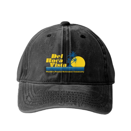 Del Boca Vista Retirement Community Funny No 2376 Washed Denim Baseball Caps
