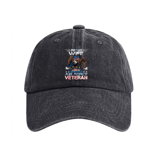 Veteran-Proud Wife Of Us Air Force Veteran Patriot Washed Denim Baseball Caps
