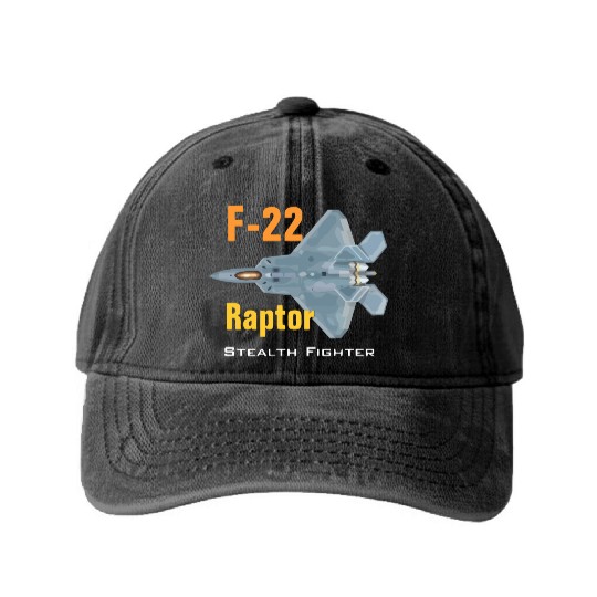 F 22 Raptor stealth fighter Washed Denim Baseball Caps
