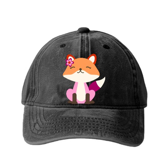 Subtle Lesbian Fox. lesbian fox Washed Denim Baseball Caps