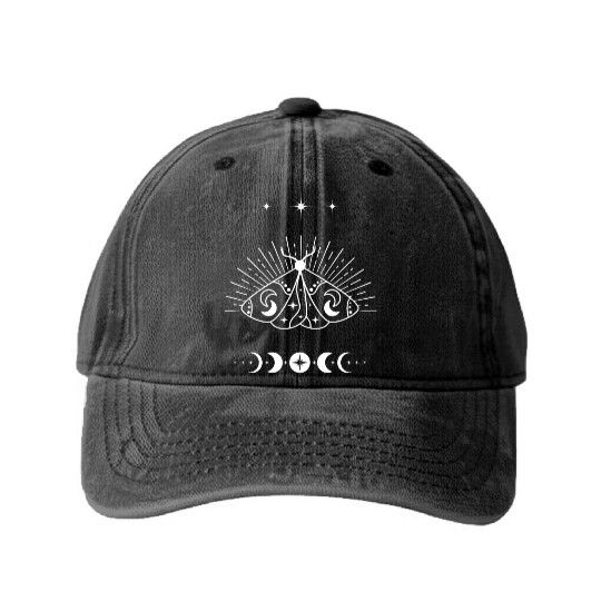 Celestial moth wicca Washed Denim Baseball Caps