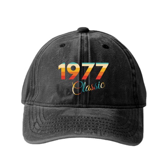 1977 vintage Birthday since 1977 Washed Denim Baseball Caps