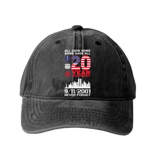 Patriot Day Never Forget 9 11 2001 Anniversary Washed Denim Baseball Caps