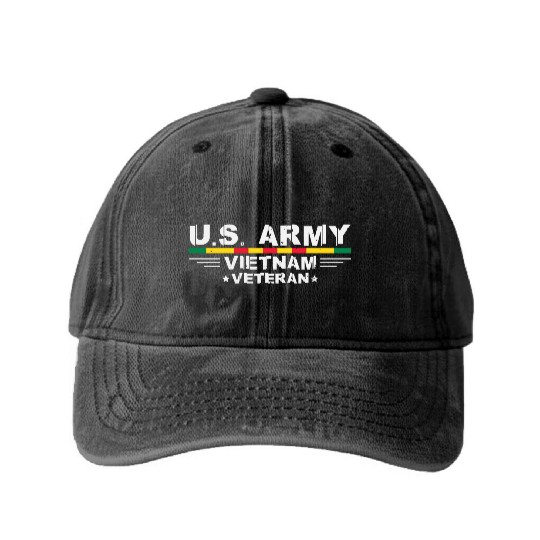 US Army Vietnam Veteran Soldier Washed Denim Baseball Caps