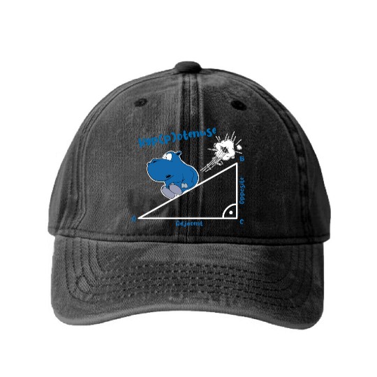 Hyppotenuse highschool funny math hippo Washed Denim Baseball Caps