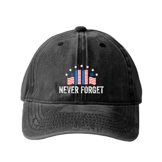 Never Forget 9/11 Patriot Day 2021 Washed Denim Baseball Caps
