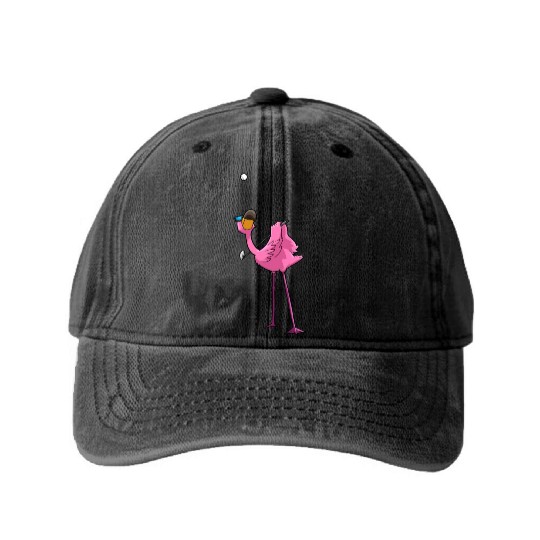Flamingo Golf Golfing Washed Denim Baseball Caps
