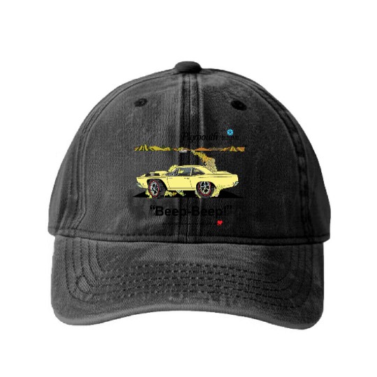 1968 Plymouth Road Runner Salt Flats Yellow Washed Denim Baseball Caps