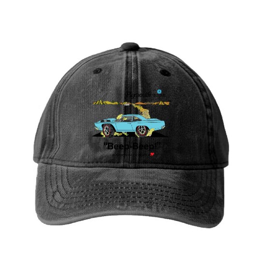 1968 Plymouth Road Runner Salt Flats Light Blue Washed Denim Baseball Caps