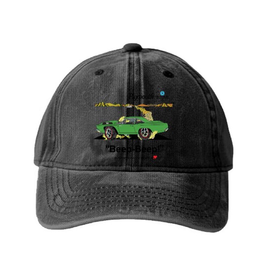 1968 Plymouth Road Runner Salt Flat Green Washed Denim Baseball Caps
