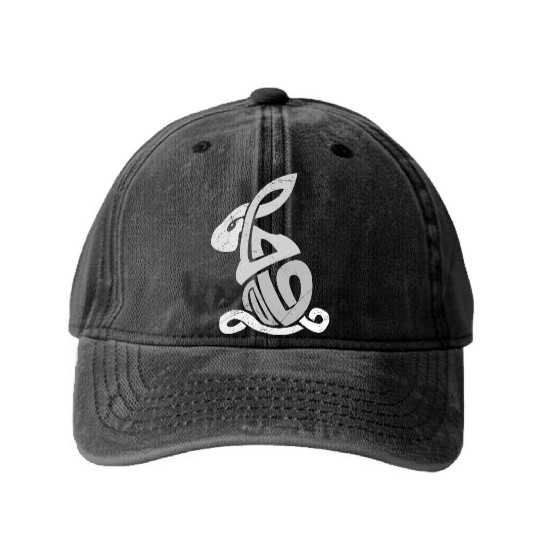 Celtic Symbols Bunny Celtic Knot Gift Idea Washed Denim Baseball Caps