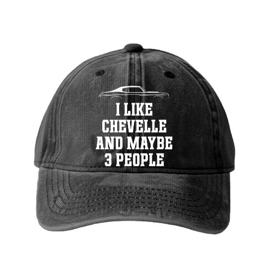 I LIKE CHEVELLE AND MAYBE 3 PEOPLE Washed Denim Baseball Caps