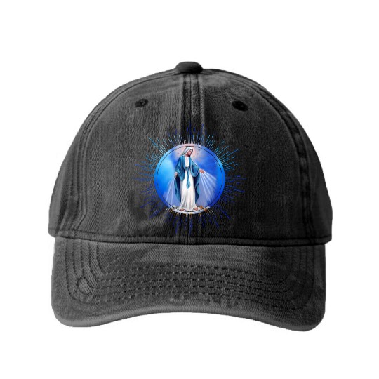 Virgin mary madonna maria ave maria catholic bibel Washed Denim Baseball Caps