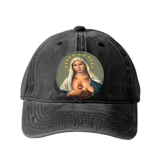 Virgin mary madonna maria ave maria catholic bibel Washed Denim Baseball Caps