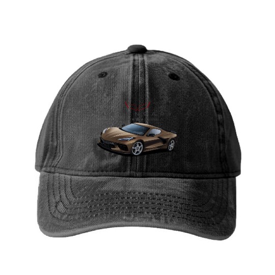 Bronze American Supercar Washed Denim Baseball Caps
