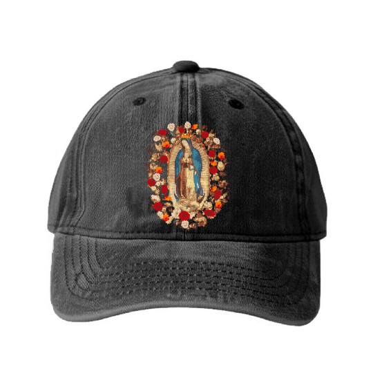 Our Lady Of Guadalupe Virgin Mary Catholic Washed Denim Baseball Caps