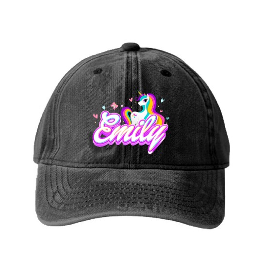 Emily Unicorn Washed Denim Baseball Caps