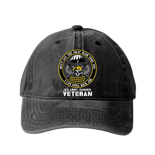 US Army Ranger Army Dad Military Veterans Day Washed Denim Baseball Caps