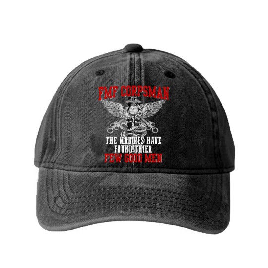 FMF Devil US Navy Corpsman DOC Badass Army Veteran Washed Denim Baseball Caps