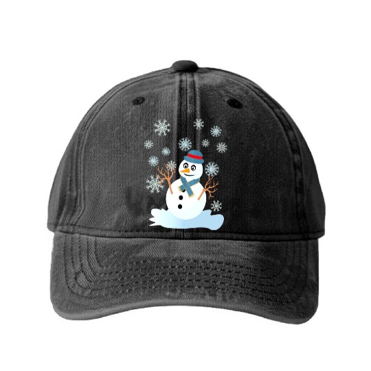 Funny snowman christmas Washed Denim Baseball Caps