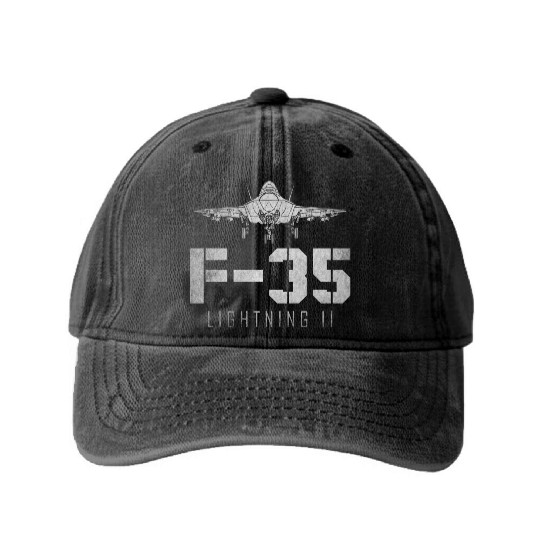 F 35 Lightning II US Airborne Fighter Pilot Washed Denim Baseball Caps