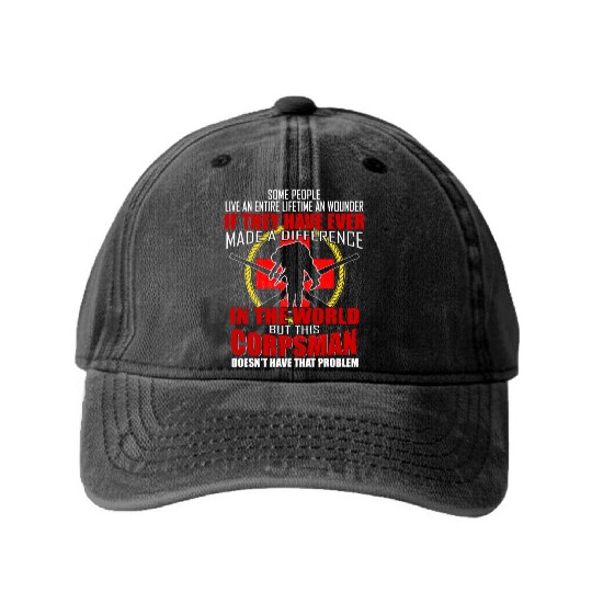 Devil US Navy Corpsman DOC Badass Army Veteran Washed Denim Baseball Caps