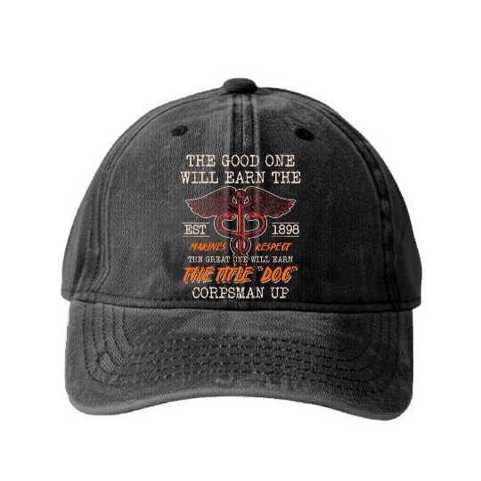 DOC Devil US Navy Corpsman Badass Army Veteran Washed Denim Baseball Caps