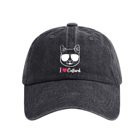 I Love Catturd Funny Washed Denim Baseball Caps