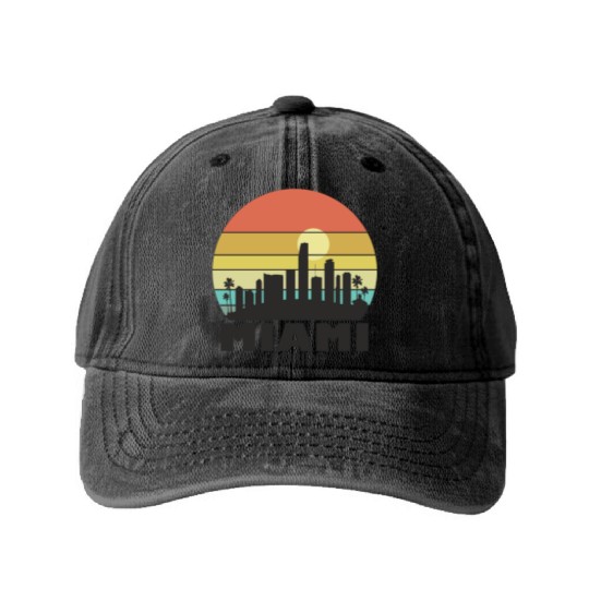 Miami Sunset Washed Denim Baseball Caps