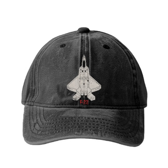 F 22 Raptor Washed Denim Baseball Caps