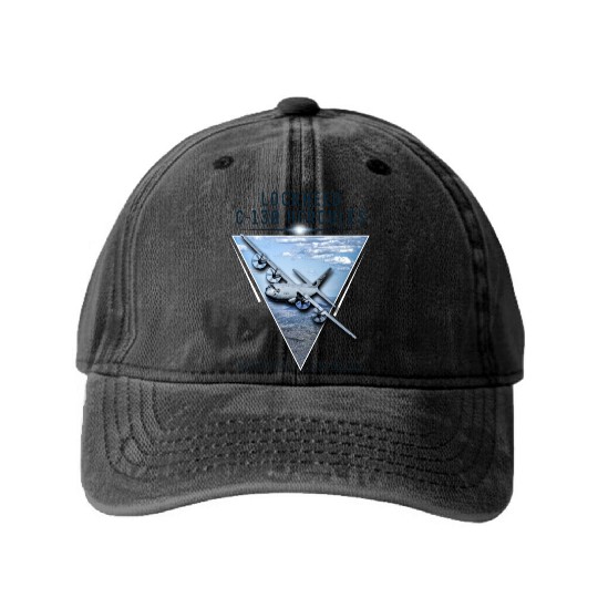 Lockheed C 130 Hercules Washed Denim Baseball Caps