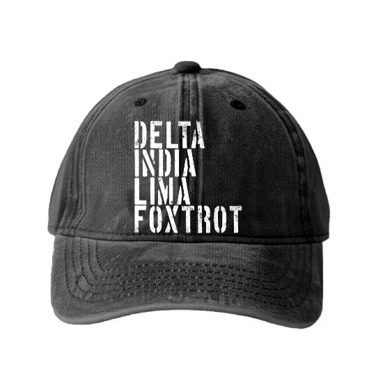 Delta India Lima Foxtrot Phonetic Hot Dad Men's Washed Denim Baseball Caps